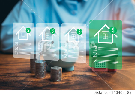 Real Estate concept. Financial Planning for Real Estate Investment with Coins, Budgeting Forms, and Savings Concept Real Estate concept. Financial Planning for Real Estate Investment with Coins, Budgeting Forms, and Savings Concept 140403185