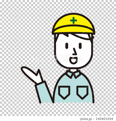 作業着を着た男性のイラスト　手のひら 140403204