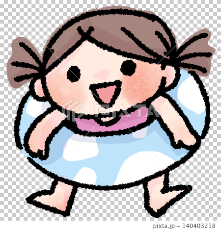 浮き輪を持つ女の子 140403218