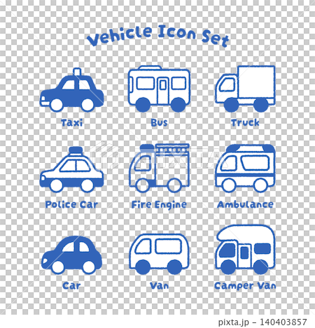 簡潔易用的車輛圖示集 | 汽車、交通工具、向量圖 140403857