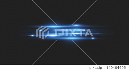 Blue light streaks and optical flares creating an abstract horizontal effect Blue light streaks and optical flares creating an abstract horizontal effect 140404496