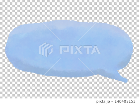 A bright blue, horizontally elongated speech bubble drawn with crayons. A tail on the right. A bright blue, horizontally elongated speech bubble drawn with crayons. A tail on the right. 140405153