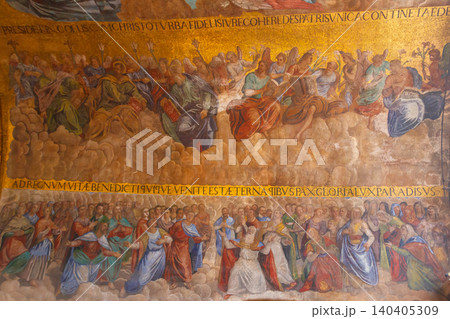 Beautiful ancient mosaic inside Patriarchal Cathedral Basilica of Saint Mark (Basilica di San Marco) in Venice, Italy Beautiful ancient mosaic inside Patriarchal Cathedral Basilica of Saint Mark (Basilica di San Marco) in Venice, Italy 140405309