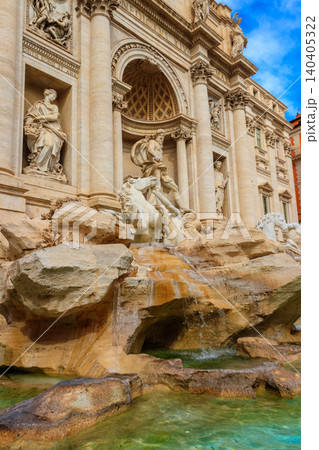 Trevi fountain in the center in Rome, Italy. Trevi is most famous fountain of Rome Trevi fountain in the center in Rome, Italy. Trevi is most famous fountain of Rome 140405322