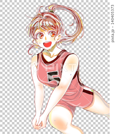 A girl gets into a volleyball receiving position, sweating. A girl gets into a volleyball receiving position, sweating. 140405373