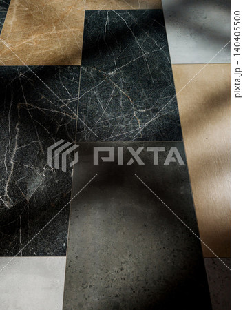 Modern interior design material palette with stone tiles 140405500