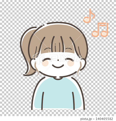 ご機嫌な女の子のイラスト（上半身）手描き風カラー 140405582
