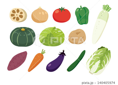 かわいい手描きの野菜のアイコンのイラストセット 140405974