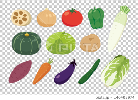 かわいい手描きの野菜のアイコンのイラストセット 140405974