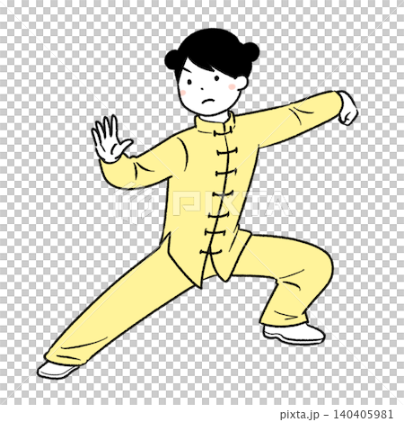 太極拳をする女性のシンプルイラスト 140405981