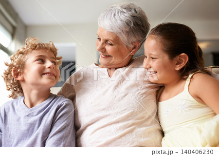 Happiness, hug and home with granny, grandchildren and bonding together with weekend break and discussion. Love, family and elderly woman with kids and embrace with holiday and playful with vacation Happiness, hug and home with granny, grandchildren and bonding together with weekend break and discussion. Love, family and elderly woman with kids and embrace with holiday and playful with vacation 140406230
