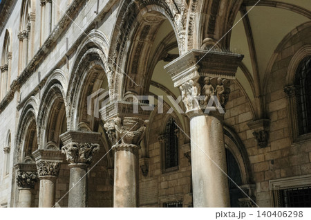 Historic Rectors Palace Loggia and Carved Stone Columns in Dubrovnik Historic Rectors Palace Loggia and Carved Stone Columns in Dubrovnik 140406298