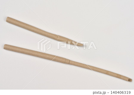 Eco friendly brown paper straws on white background Eco friendly brown paper straws on white background 140406319