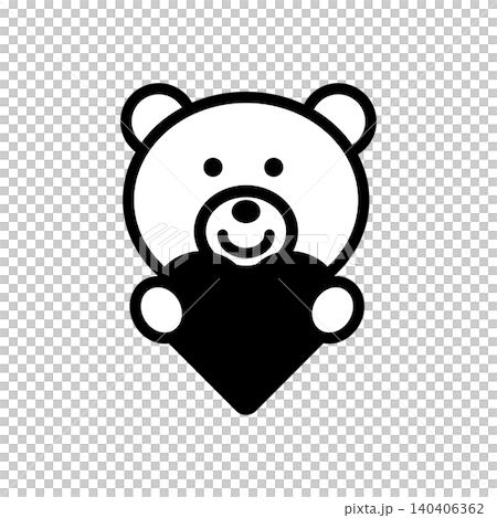 ハートを持ったクマのアイコン(モノクロ) ハートを持ったクマのアイコン(モノクロ) 140406362