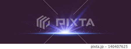 Illuminating light effect with radial rays and sparkling particles creating a dynamic glow 140407625