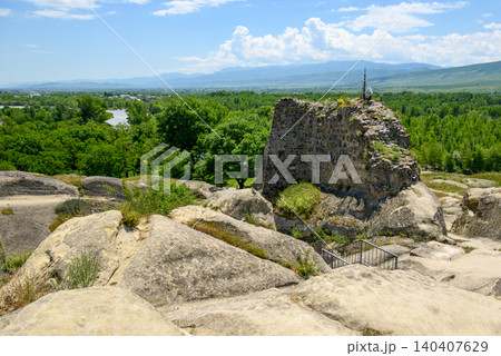 Uplistsikhe cave complex, ancient rock-hewn town and one of the oldest settlements near the town of Gori in Georgia 140407629