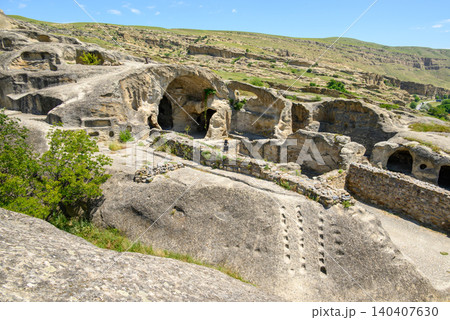 Uplistsikhe cave complex, ancient rock-hewn town and one of the oldest settlements near the town of Gori in Georgia 140407630