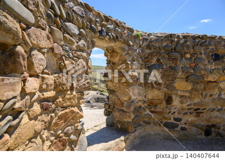 Uplistsikhe cave complex, ancient rock-hewn town and one of the oldest settlements near the town of Gori in Georgia 140407644
