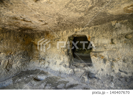 Uplistsikhe cave complex, ancient rock-hewn town and one of the oldest settlements near the town of Gori in Georgia 140407670