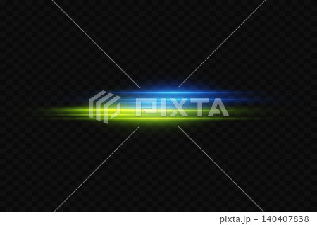 Bright blue and yellow horizontal light lines glowing, creating futuristic neon special effects Bright blue and yellow horizontal light lines glowing, creating futuristic neon special effects 140407838
