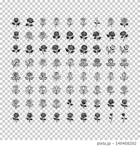 Rose Flower Icon and Botanical Symbol Vector Set Rose Flower Icon and Botanical Symbol Vector Set 140408202