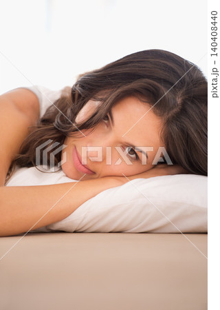 Tired, relax or portrait of woman in bed for resting with fatigue or peace alone in home or house. Face, morning or calm female person in apartment on break, time off or pillow to start day or chill Tired, relax or portrait of woman in bed for resting with fatigue or peace alone in home or house. Face, morning or calm female person in apartment on break, time off or pillow to start day or chill 140408440