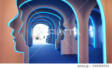 Human profile archway presenting a concept of connection and futuristic education 140408592