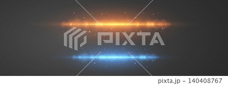 Two horizontal light lines with particle explosions creating a dynamic, abstract background Two horizontal light lines with particle explosions creating a dynamic, abstract background 140408767