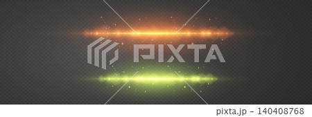 Two horizontal light beams creating dynamic energy lines and sparkling particle effects Two horizontal light beams creating dynamic energy lines and sparkling particle effects 140408768