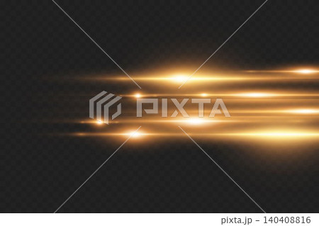 Golden glowing light lines creating a dynamic movement and speed illusion 140408816