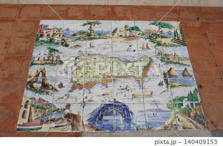 Map of Capri Island in tiles, Capri Town, Capri Island, Bay of Naples, Italy, Europe - old mosaic Map of Capri Island in tiles, Capri Town, Capri Island, Bay of Naples, Italy, Europe - old mosaic 140409153