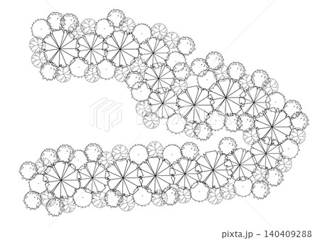architecture drawing plant tree top view plan black vegetation vector. design nature architectural landscape set element illustration bush garden flora sapling minimal. architect isolated. 140409288