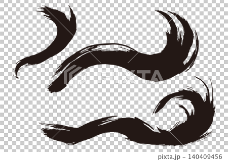 手描き筆タッチの黒ブラシストローク ベクターイラスト素材 手描き筆タッチの黒ブラシストローク ベクターイラスト素材 140409456