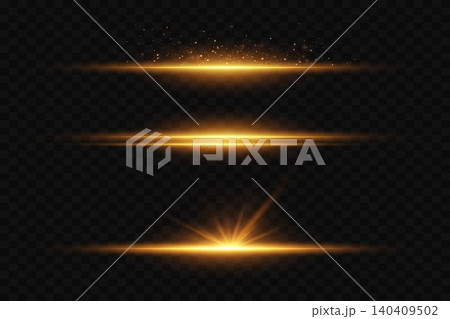 Golden light effects creating sparkling lines, stars, and flares on a dark background Golden light effects creating sparkling lines, stars, and flares on a dark background 140409502