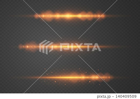 Glowing horizontal light lines creating a lens flare effect with sparkling particles Glowing horizontal light lines creating a lens flare effect with sparkling particles 140409509