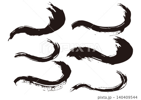 手描き筆タッチの黒ブラシストローク ベクターイラスト素材 140409544