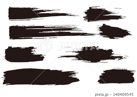 手描き筆タッチの黒ブラシストローク ベクターイラスト素材 140409545