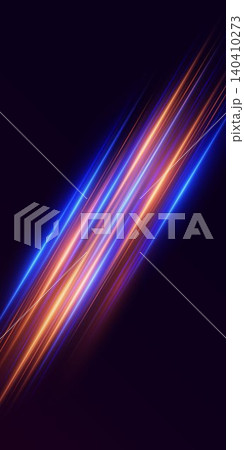 Abstract background with blue and orange neon light streaks creating a dynamic effect Abstract background with blue and orange neon light streaks creating a dynamic effect 140410273