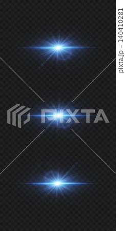 Blue starburst illumination with glowing lens flares and lines creating a graphic element set 140410281