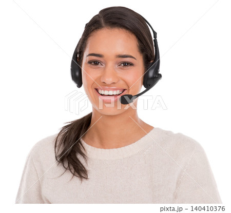 Call center, portrait and woman consulting in studio for contact us, crm or customer support on white background. Telemarketing, faq and face of female consultant with loan advice, help or assistance Call center, portrait and woman consulting in studio for contact us, crm or customer support on white background. Telemarketing, faq and face of female consultant with loan advice, help or assistance 140410376