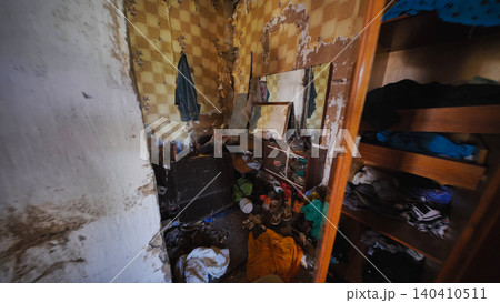 Ransacked slavic apartment revealing poverty and desolation 140410511