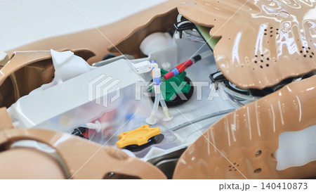 Medical training mannequin featuring internal organs for healthcare simulation Medical training mannequin featuring internal organs for healthcare simulation 140410873