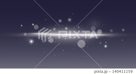 Abstract background showing a bright horizontal light line with shimmering dust and defocused circles 140411159