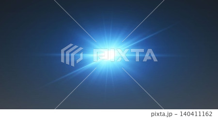 Blue light flare illuminating a dark background with vibrant radial beams 140411162