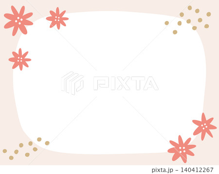 北欧風の花柄フレームのイラスト素材 140412267