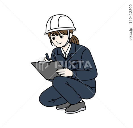 女性作業員 ヘルメット ボード記入 ネイビー 女性作業員 ヘルメット ボード記入 ネイビー 140412800