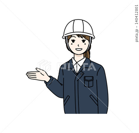 女性作業員 ヘルメット 案内 説明 ネイビー 女性作業員 ヘルメット 案内 説明 ネイビー 140412801
