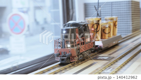 Model train delivering multiple beers on miniature railway Model train delivering multiple beers on miniature railway 140412962