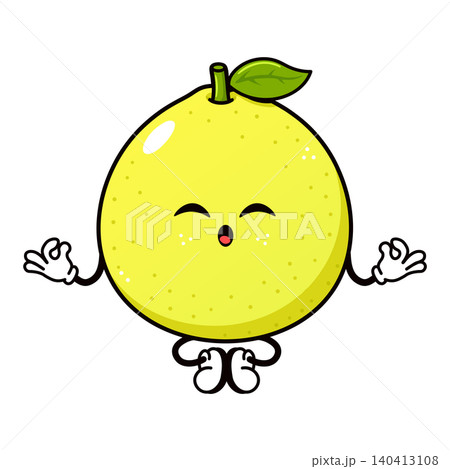 Cute pomelo character yoga pose Cute pomelo character yoga pose 140413108