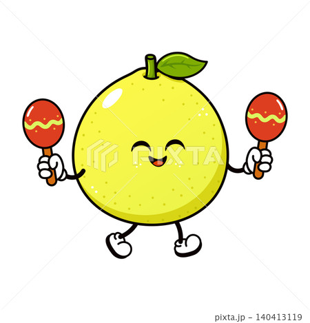 Cute pomelo character playing maracas Cute pomelo character playing maracas 140413119